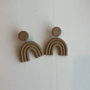 Clay rainbow earrings. Tan color.